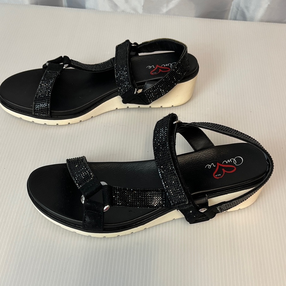 Black Glitter Sandals v2283